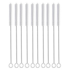 Long Straw Brush, Nylon Flexible,Reusable Pipe 10 Count Pack of 1 , Silver
