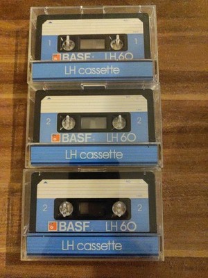 3  x BASF  -  LH 60   -  Audio Tape - Gebraucht , Beschriftet 