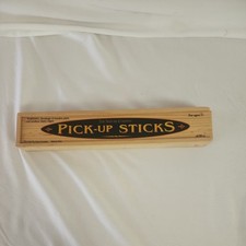 Vintage Wooden Pick Up Sticks Red Yellow Blue Sticks Made In USA Family Games
