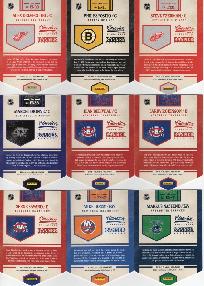 2012-13 Panini (Classic Signatures) Retired Banner Numbers   ***YOU PICK*** - Image 2 of 2