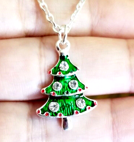 Silver Christmas Tree Necklace Christmas Necklace Christmas Trees Holiday Gift