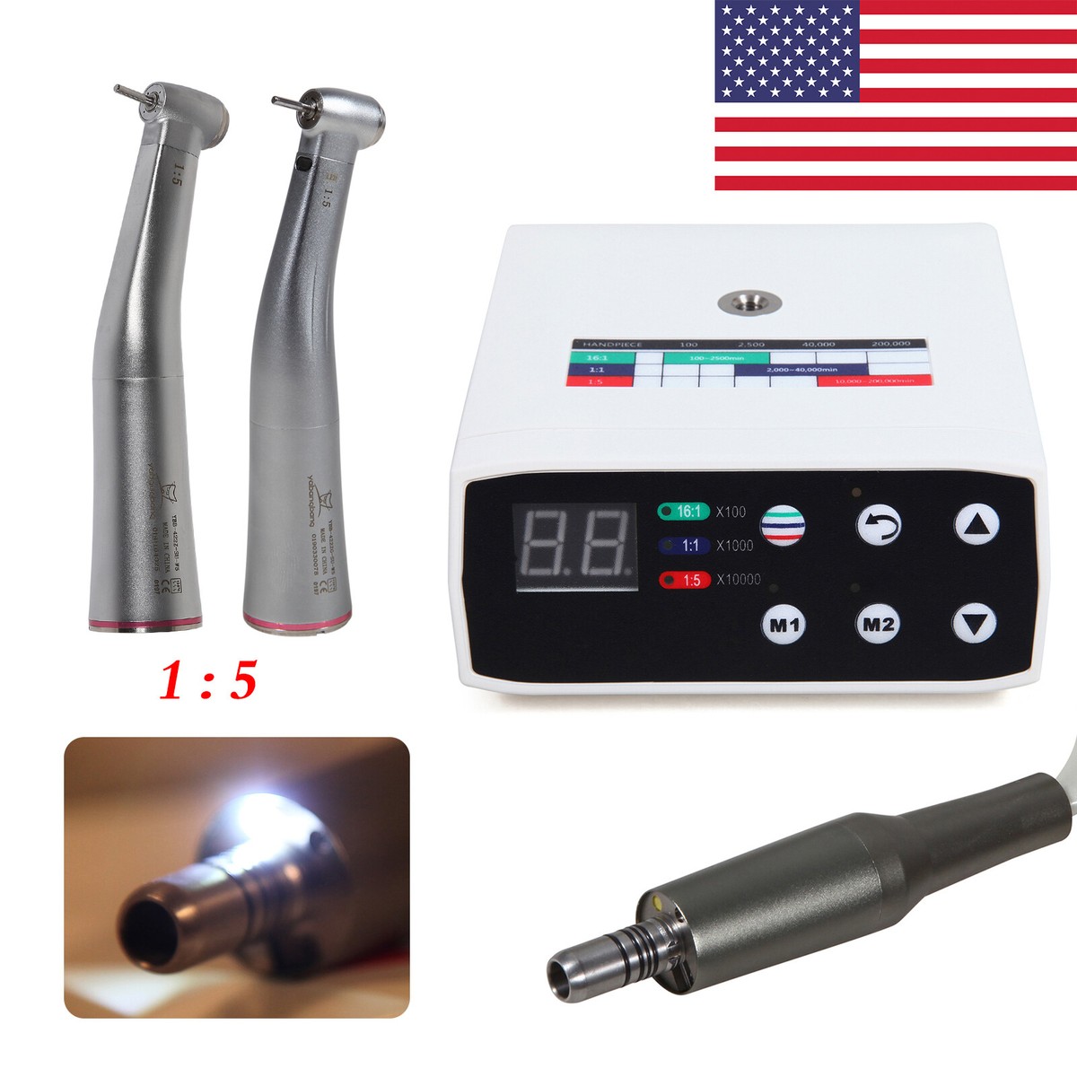 NSK Style Dental Brushless Micro Motor/1:5 1:1 (LED) Handpiece USA