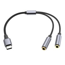 TypeC to 3.5mm Headphones Mic Splitters Adapters for Double-Plug Gamings