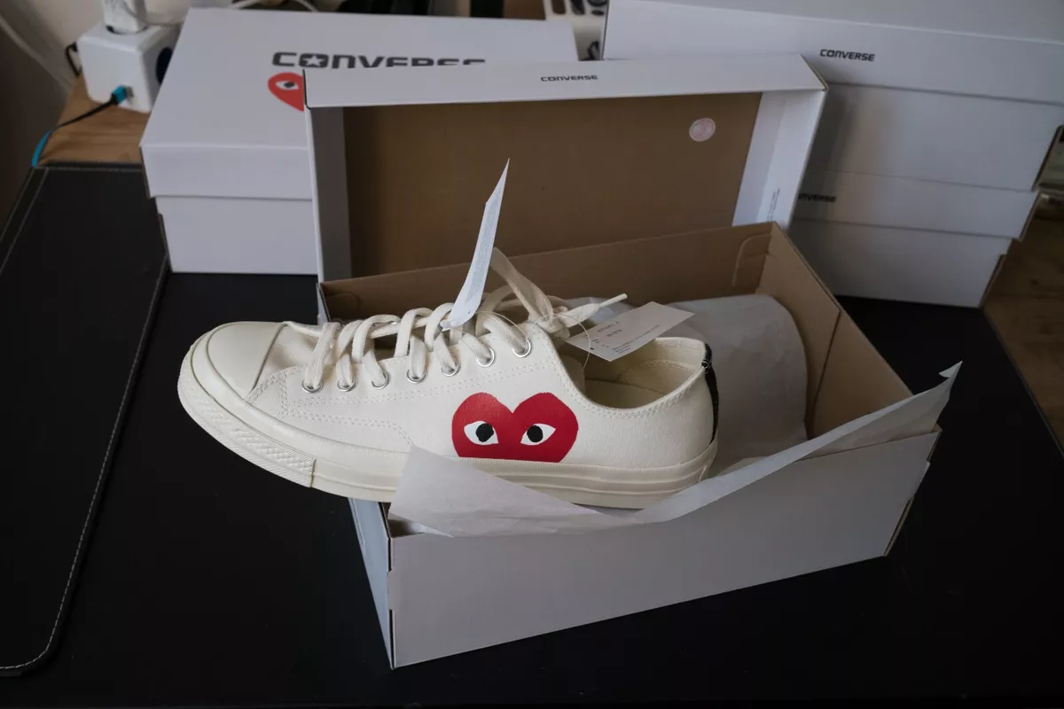 gå forstyrrelse Forhandle CONVERSE PLAY COMME DES GARCONS / SIZE UK 10 EUR 44 / CHUCK 70 CDG MILK |  eBay