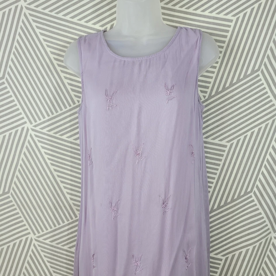 Vintage 90s Party Slip Dress size Small Long Maxi Grunge alt Floral Embroidered  - Image 4 of 4