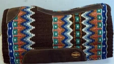 Western Show Trail Saddle Felt bottom woven Pad 28x30 Brown Teal Bronze Navajo