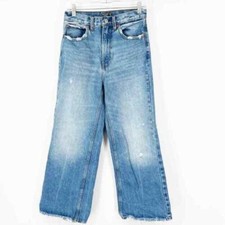 Abercrombie  Fitch Size 26/2 High Rise Wide Leg Jeans Raw Hem