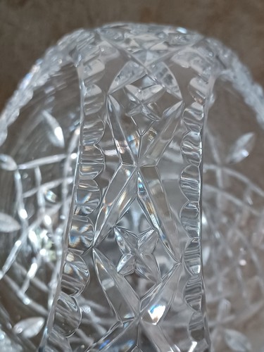 Handgeschliffen Glas Korb Schüssel Süßigkeiten Schale 5,5"x5,25" Vintage - Bild 21 von 24