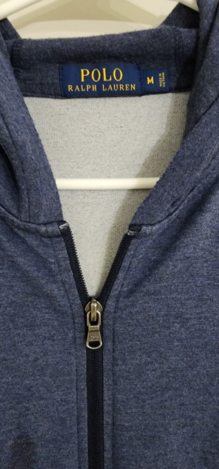 Ralph Lauren Polo Grigio Bianco Pony Uomo Felpa con Cappuccio e Zip Intera Giacca M