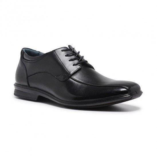 Mens Hush Puppies Carey Black Leather Extra Wide Lace Up Formal Shoes