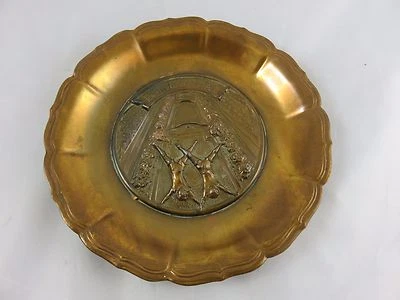 Sehr dekorativer Kupfer Wandteller Gravur Düseldorfer-Kö Groß ca. 17,5 cm - Bild 1 von 4