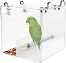 No Mess Bird Feeder, Bird Feeder for Cage, Acrylic Automatic Seed Container Parr