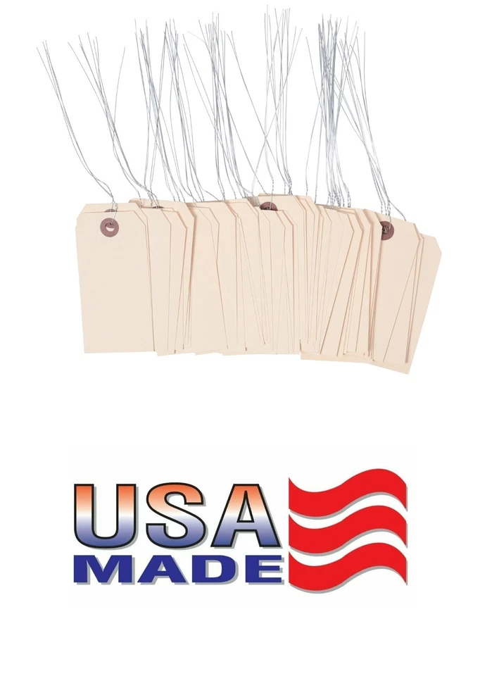 1000-3 3/4" x 1 7/8" Tamaño 3 Manila Inventario Envío Etiquetas Colgantes con Alambre 13 Pt Foto 2 de 4