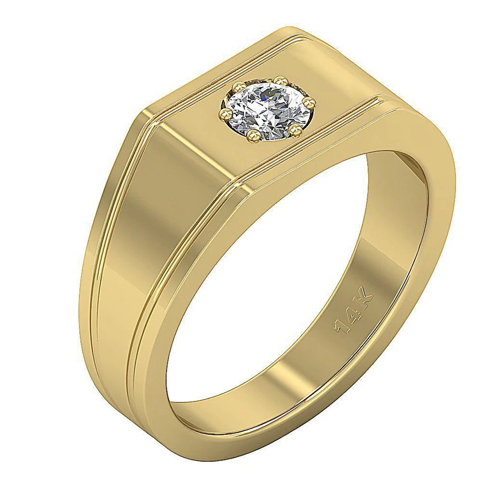 Juego de puntas de anillo de diamantes cultivados en laboratorio de compromiso de 0,25 quilates de oro macizo de 10 quilates VS F para hombre Foto 3 de 4