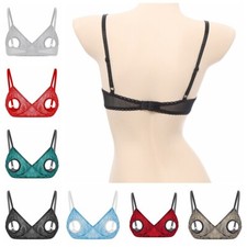 Lencería para mujeres Sujetadores profundos Cuello en V Pecho Abierto Pezones Recortado Bralette Babydoll