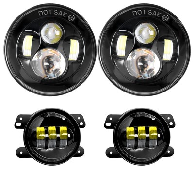 Nilight 2pcs 7 Inch LED Healdight 2x 4 Inch Car Fog Light for Jeep  