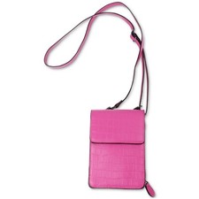 INC International Concepts Crossbody Bag Hot Pink Phone Holder Croc Embossed