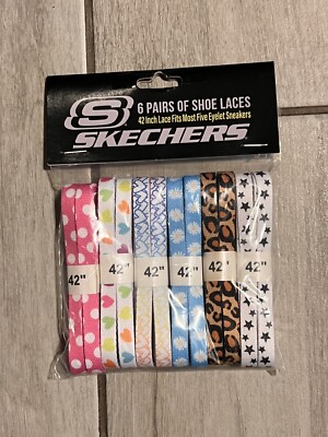 6 Assorted Skechers Multi-Coloured Shoe Laces