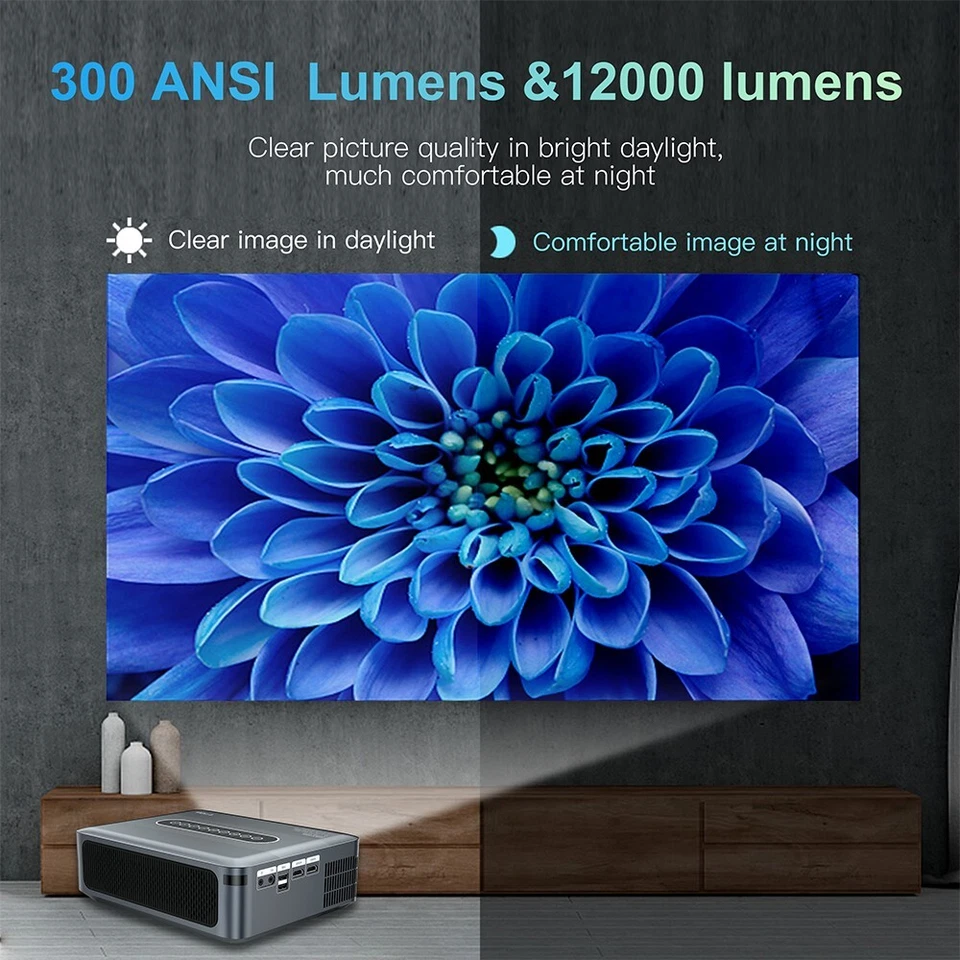 8K HD Projector 12000Lms LED 5G DUAL WIFI Bluetooth Android Cinema Theatre Home - Image 3 of 4