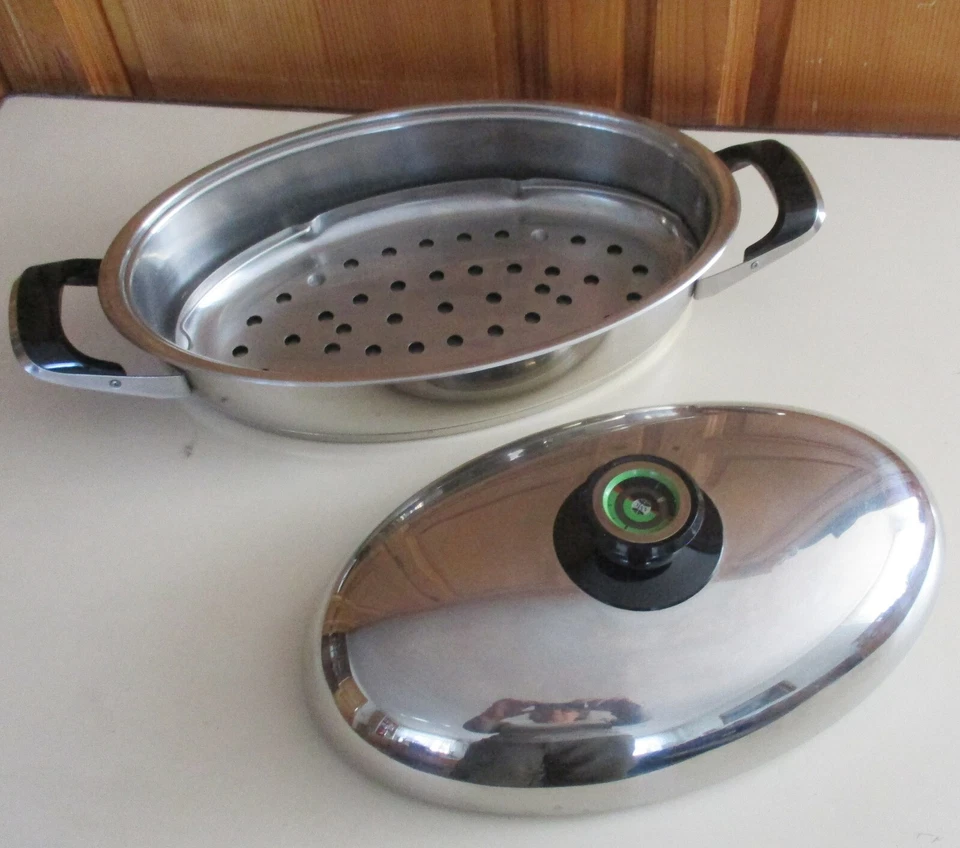 AMC Bräter /Spargeltopf - Visiotherm-Hochraumdeckel und Gareinsatz - Bild 2 von 4