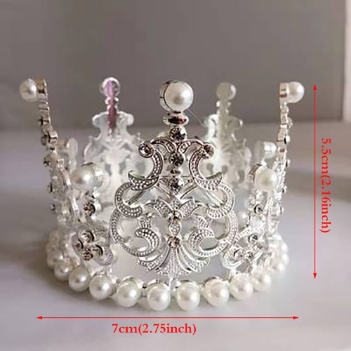 1pcs Pearl Crown Cake Decorative Small Tiaras Crystal Pearl Princess CakeTopp NM - Imagen 10 de 14