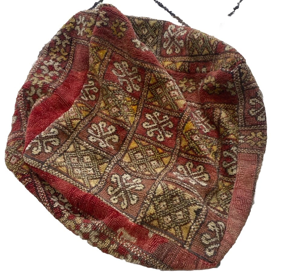 Vintage Moroccan Boujad floor Cashion inspired from old Boujad rug lovely poof - Image 2 of 4