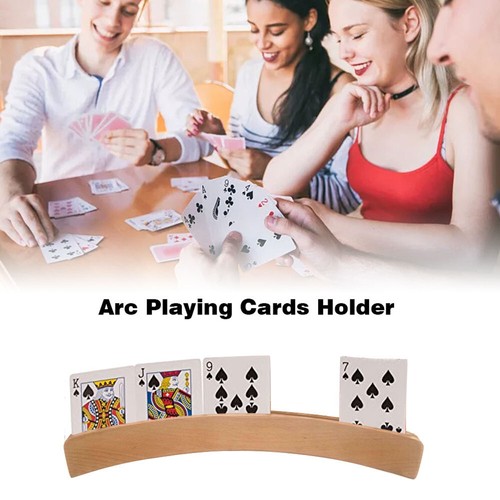 Lazy Playing Card Holder Handsfree Card Holder Stand Curved Wood Card Organizer - Picture 6 of 10