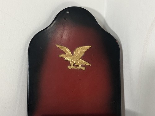 Vtg Metal Tin 3 Slot Mail Letter & Bill Sorter Holder Eagle RED MCM w/ Key Hooks - Picture 6 of 9