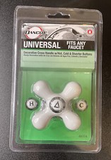 DANCO UNIVERSAL Decorative Cross Handle with H/C buttons fits any faucet 46004