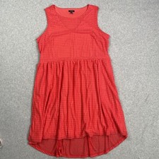 Apt 9 Sleeveless Eyelet Dress Womens Size 2X Coral Orange Flare Hi Low Lined