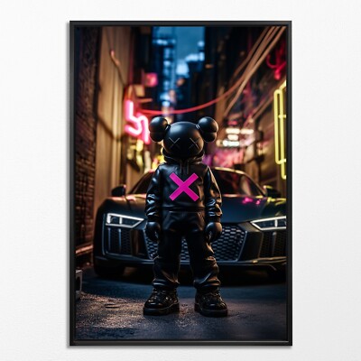 Wandbild Kaws - Bearbrick Bear, Audi Auto - Dekoration, kunst, LeinwandKunst,