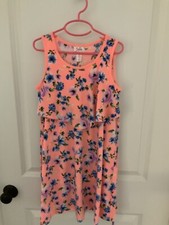 Justice Girls Peach Pink Blue Flower Floral Dress Tie Back Size 10 Soft Purple