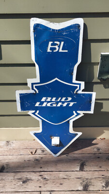 Vintage Budweiser Bud Light Metal Beer Sign with Bottle Opener 33x18