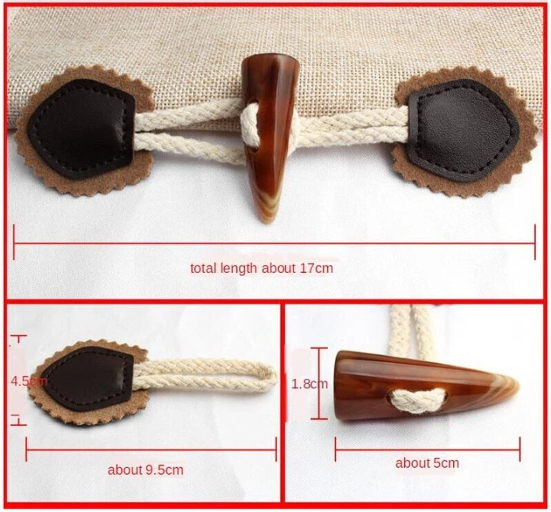 4 Pairs Leather Horn Toggle Closure Buttons Coat for Duffle Shawl Clothes - image 4 of 4