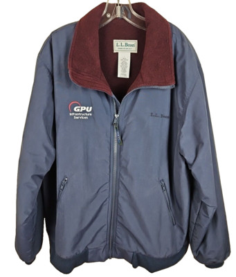 LL Bean Warm Up Jacket Mens L Fleece Lined Thinsulate Blue Coat NEW polartec