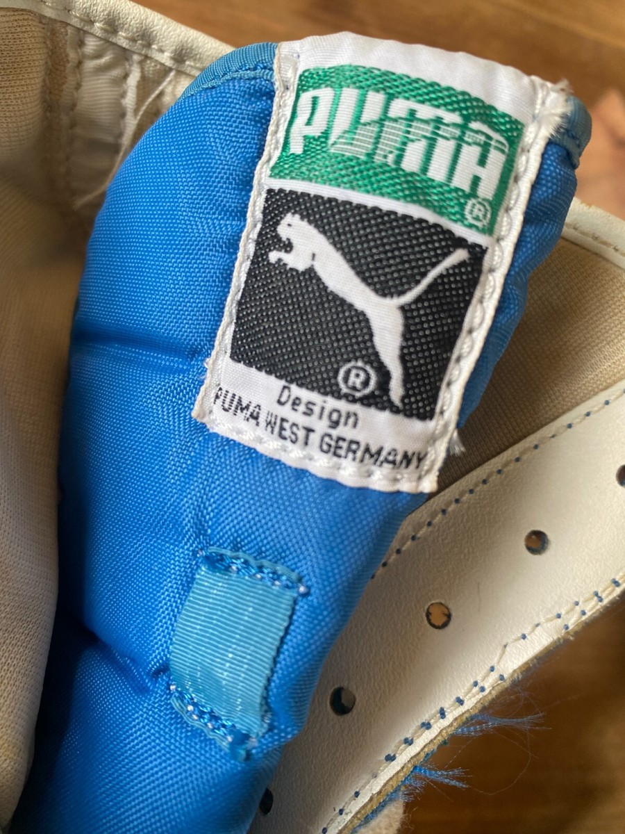 Vintage 80's puma boxing shoes made in west germany, blue sz uk 8