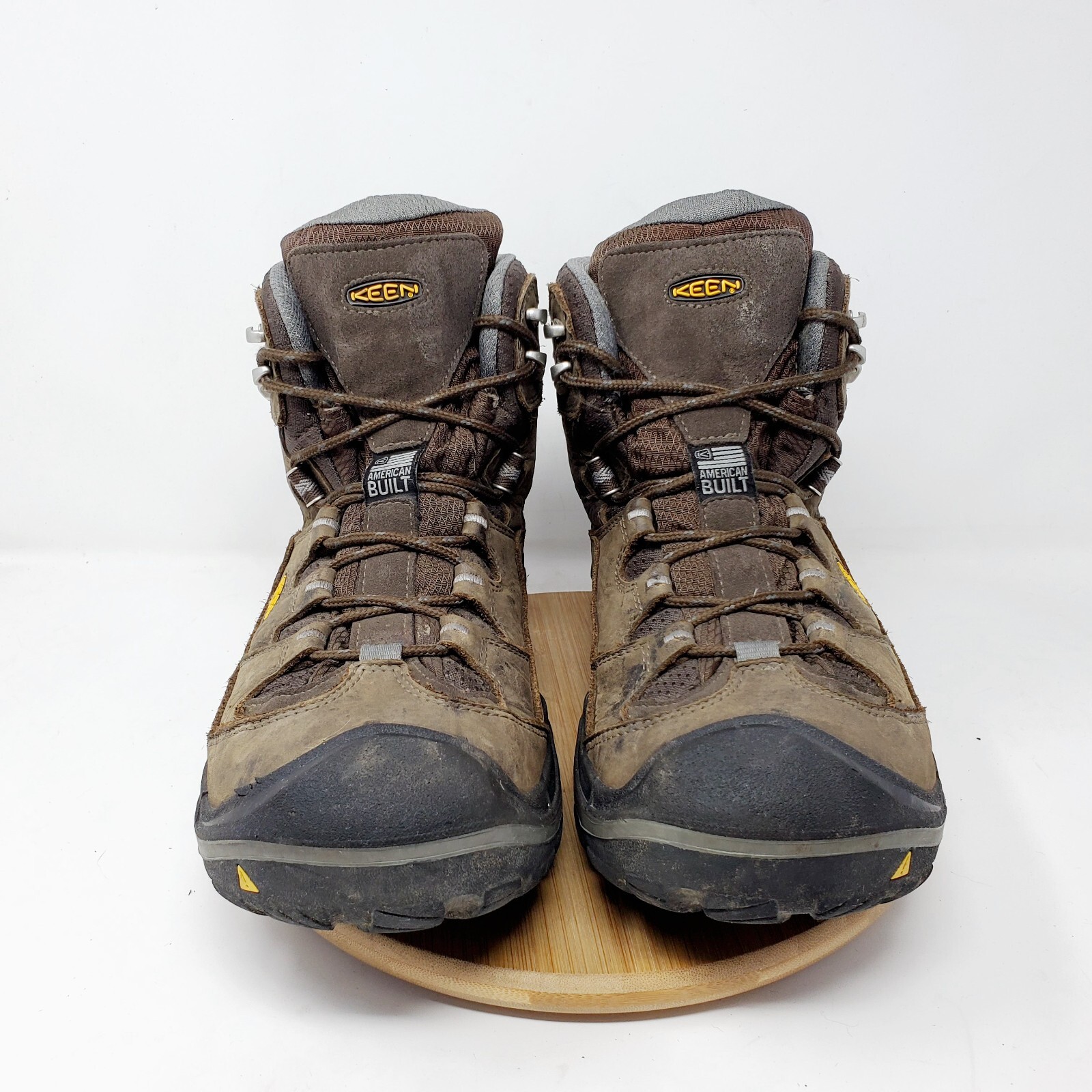 Stivali KEEN Durand II da uomo 11 marroni in pelle con lacci scarpe da trekking impermeabili USA