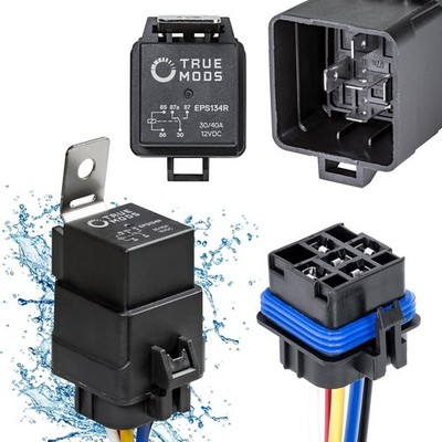 True MODS 1 Pack 5-Pin 12V Bosch Style Waterproof Relay Kit [Harness Socket] [12