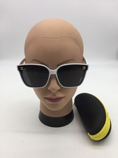 Chanel Women's Full Rim White Frame Trendy Sunglasses 60-15-134 Blue Lenses