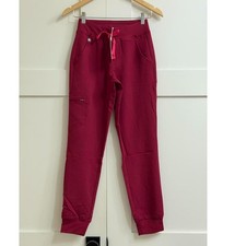 Figs Women's Zamora Jogger Scrub Pants in Deep Cranberry, Size XXS