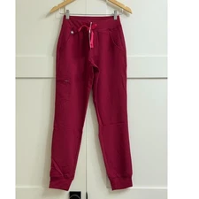 Figs Women's Zamora Jogger Scrub Pants in Deep Cranberry, Size XXS