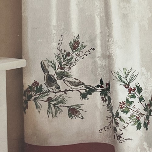Vtg Lenox Cloth Holiday Nouveau Shower Curtain Christmas 72”X70” Holly Pine New - Picture 8 of 10