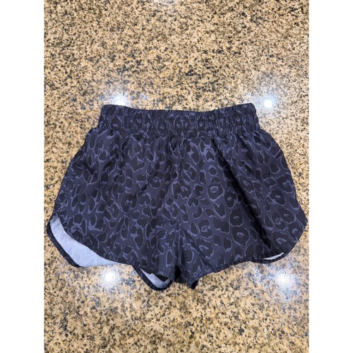 SHEIN Womens Leopard Print Athletic Shorts Charcoal Gray Elastic Waist Small