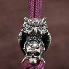 Owl Skull Head Brass Knife Beads EDC Outdoor DIY Paracord Accessories Lanyard