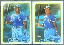 [2] Bo Jackson (SSP) Topps (Artistic) '89-REPRINT + ORIGINAL '89 Topps MLB