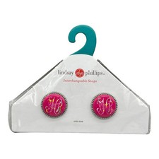 Lindsay Phillips Interchangeable Snaps Willow SNAP097 Monogram Pink