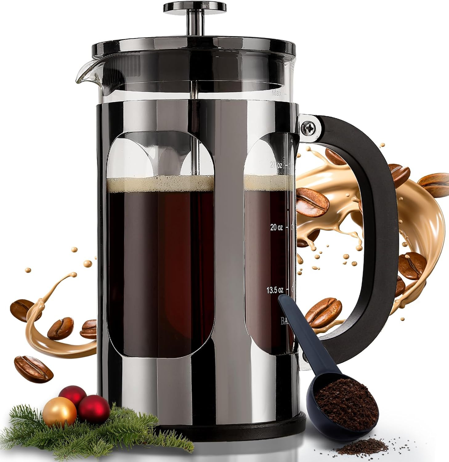 BAYKA French Press Coffee Maker, Easy to Use,Large 304 Stainless Steel Coffee Pr