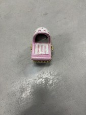 Porcelain Pink Baby Carriage Hinged Trinket Box White Canopy w Pink Bows 