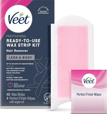 VEET Ready-To-Use Waxing Kit For Women | Wax Strips For Body Hair Removal, Wax K