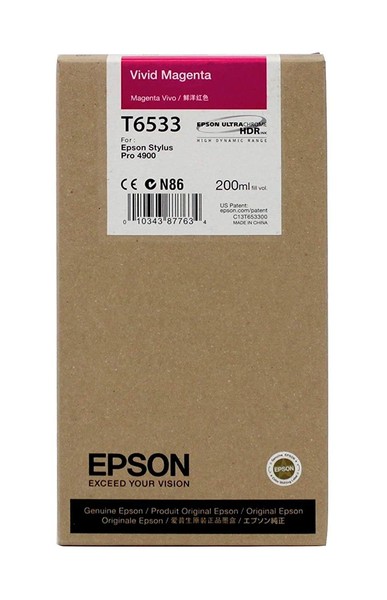 Original Epson T6533 Vivid Magenta Stylus Pro 4900 200Ml Ovp Datum 07/2018-image